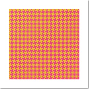 Houndstooth Plaid Pink Yellow Posters and Art